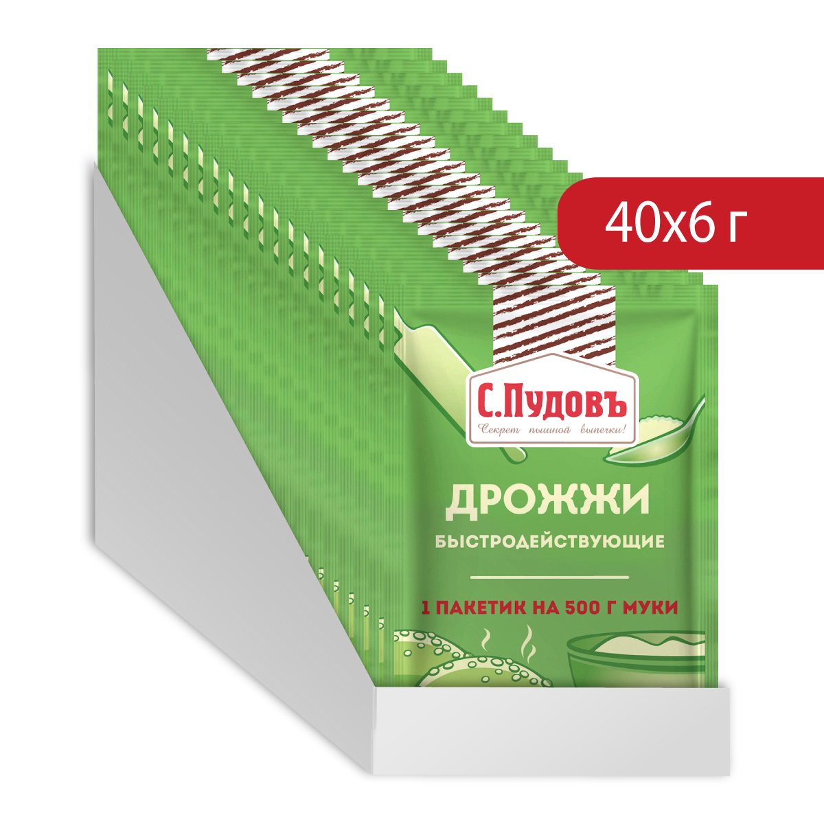 

Дрожжи быстродействующие хлебопекарные С.Пудовъ, 6 г х 40 шт