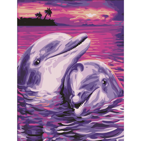 Картина по номерам 40х50 см ОСТРОВ СОКРОВИЩ Дельфины на подрамнике 662482