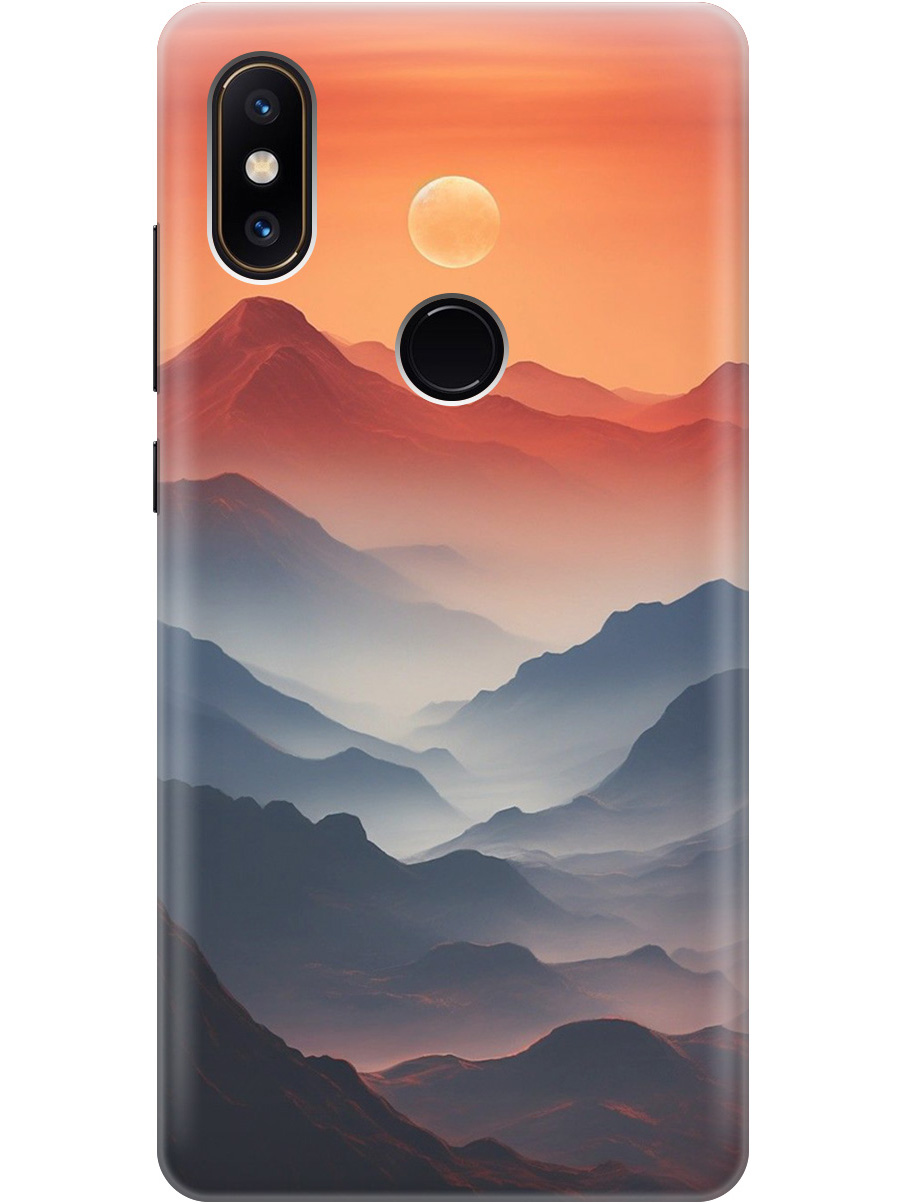 

Силиконовый чехол на Xiaomi Mi Mix 2S с принтом "Луна над горами", 717871910