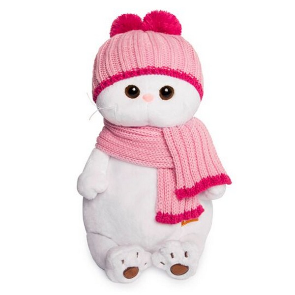 фото Мягкая игрушка budi basa basik & co кошечка ли-ли в розовой шапке с шарфом 24 см lk24-022