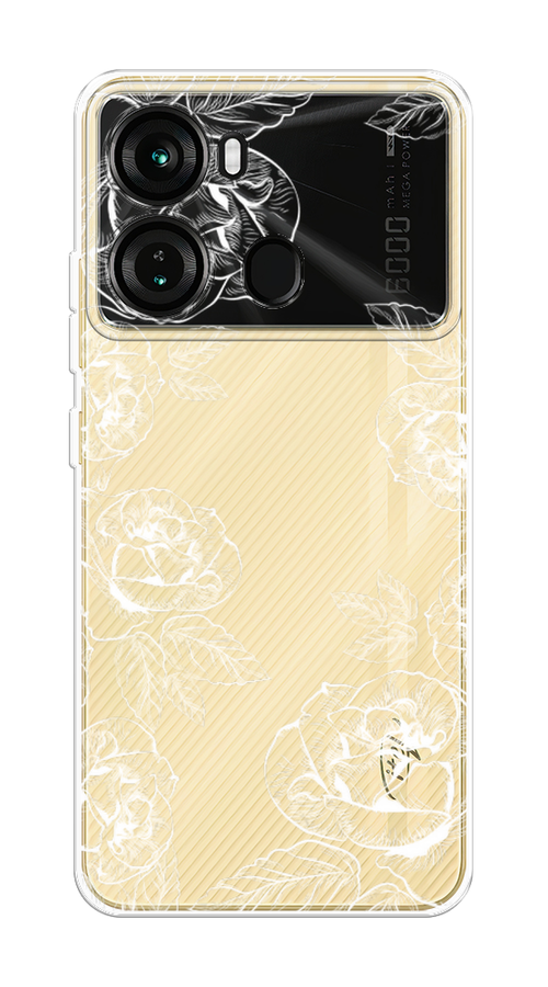 

Чехол на Itel P40 "Розы графика", Черный;серый, 3201350-1