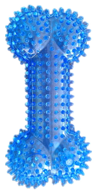 Игрушка-пищалка для собак HOMEPET Кость с шипами с пищалкой, синий, 15.5 см