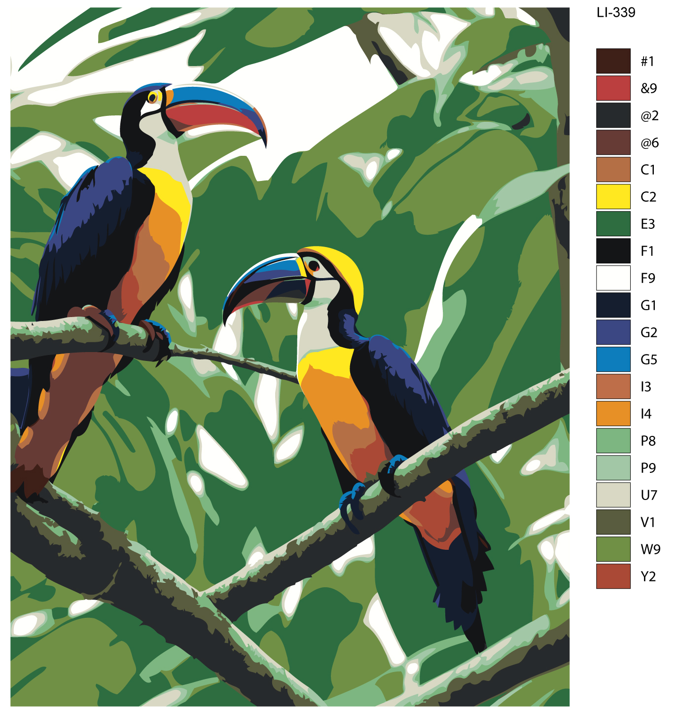 

Картина по номерам, Живопись по номерам, 60 x 75, LI-339, туканы