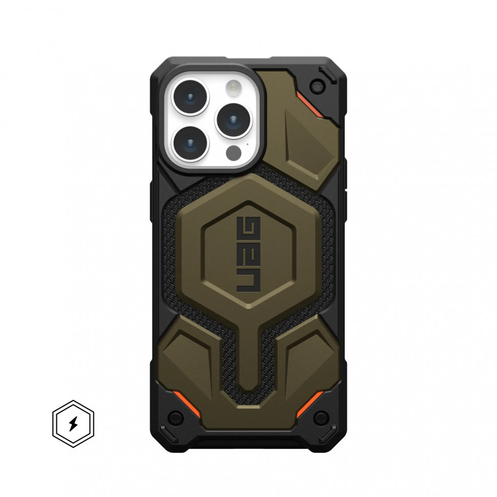 

Чехол UAG Monarch Pro With MagSafe для iPhone 15 Pro Max, зеленый кевлар, Monarch Pro