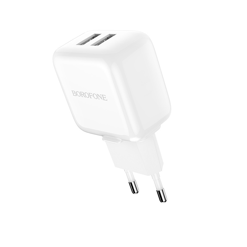 фото Сетевое зарядное устройство borofone ba18 vigorous, 2xusb, 2,1 a, white