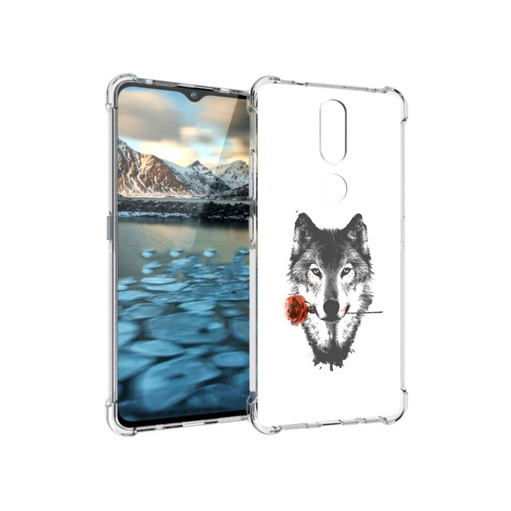 

Чехол MyPads Tocco для Nokia 2.4 волк с розой (PT227049.107.270), Прозрачный, Tocco