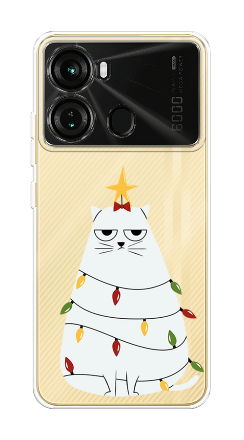 

Чехол на Itel P40 "Котик в гирлянде", Белый;красный;желтый, 3201350-1
