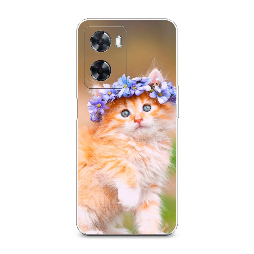 

Чехол Awog на Oppo A77 4G / Оппо А77 4G "Рыжий кот в венке", Коричневый;синий, 2511550-1