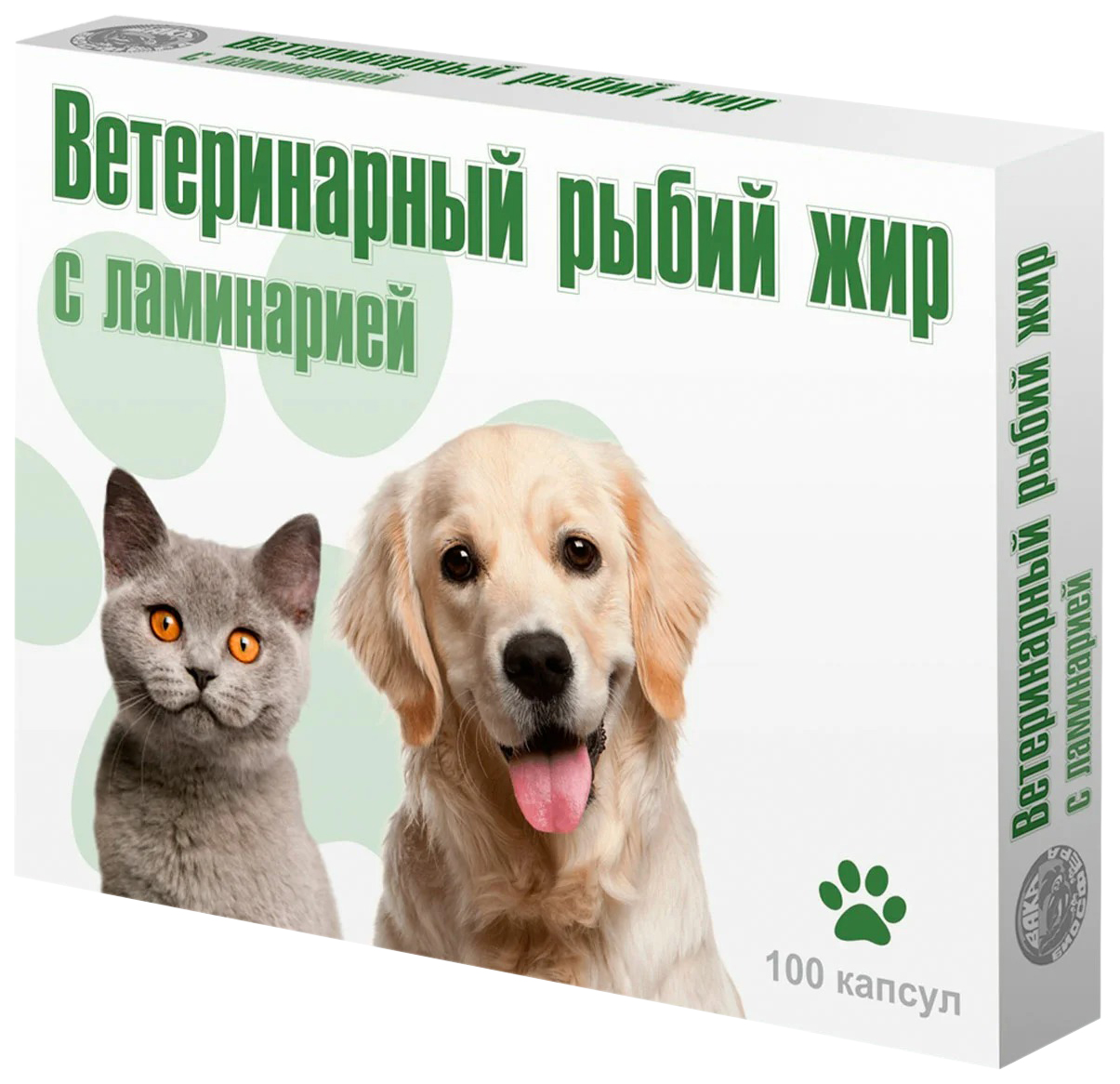 Пищевая добавка для собак и кошек Вака, Рыбий Жир №3, с морскими водорослями 100 капсул