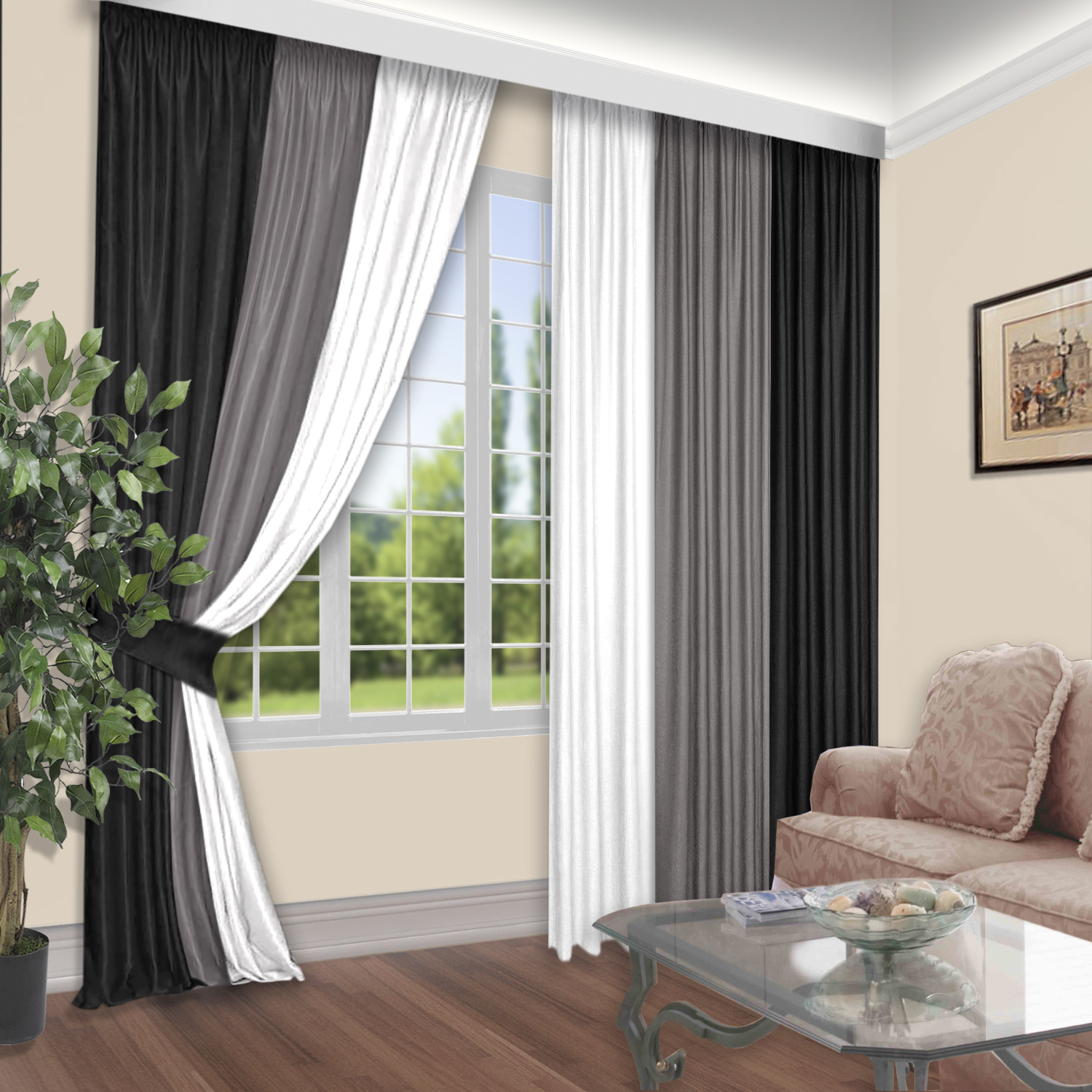 

Классическая штора КаСЛ Madlin, 180x250 см, трехцветный, 510082, Madlin