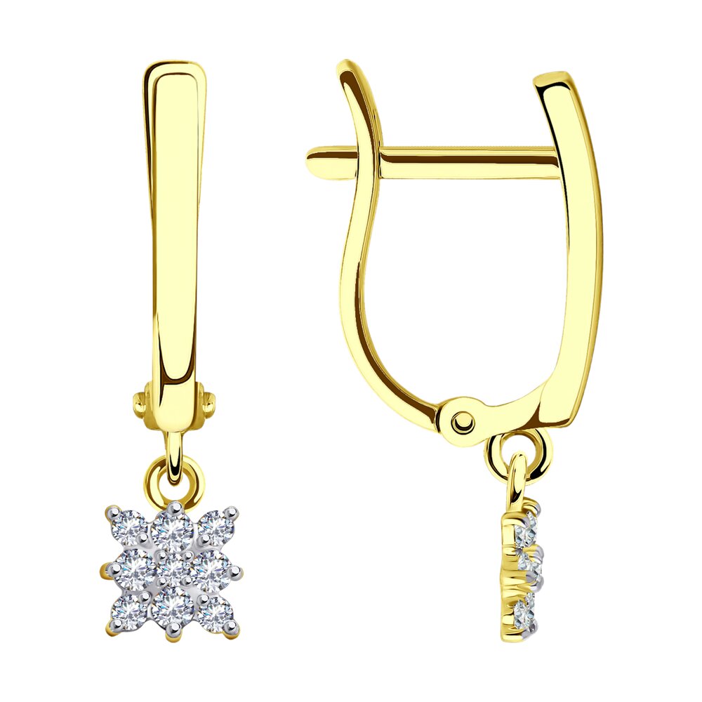 

Серьги подвески из желтого золота SOKOLOV 029928-2, фианит, 029928-2