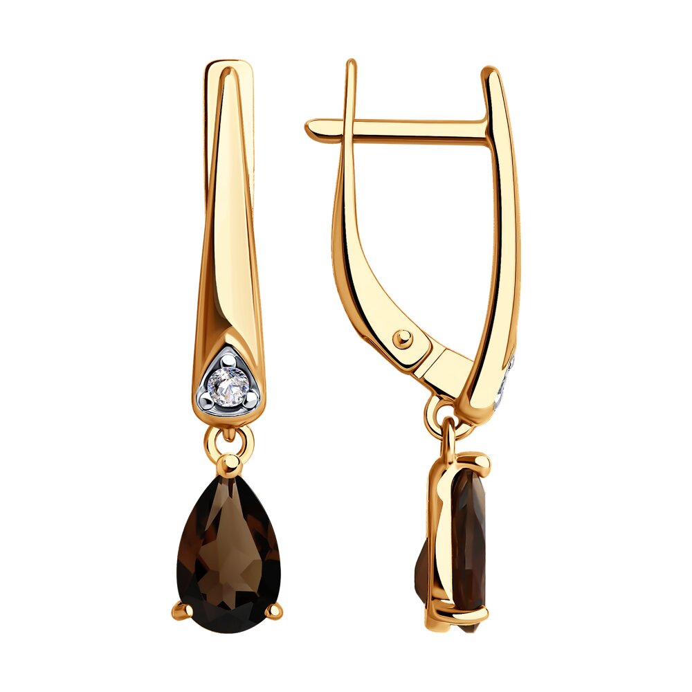 

Серьги из серебра SOKOLOV 92023026, фианит/раухтопаз, 92023026