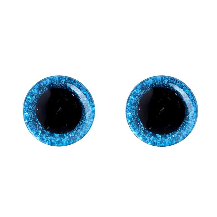 Глаза винтовые с заглушками, «Блёстки» набор 34 шт., размер 1 шт: 1,4 см, цвет голубой