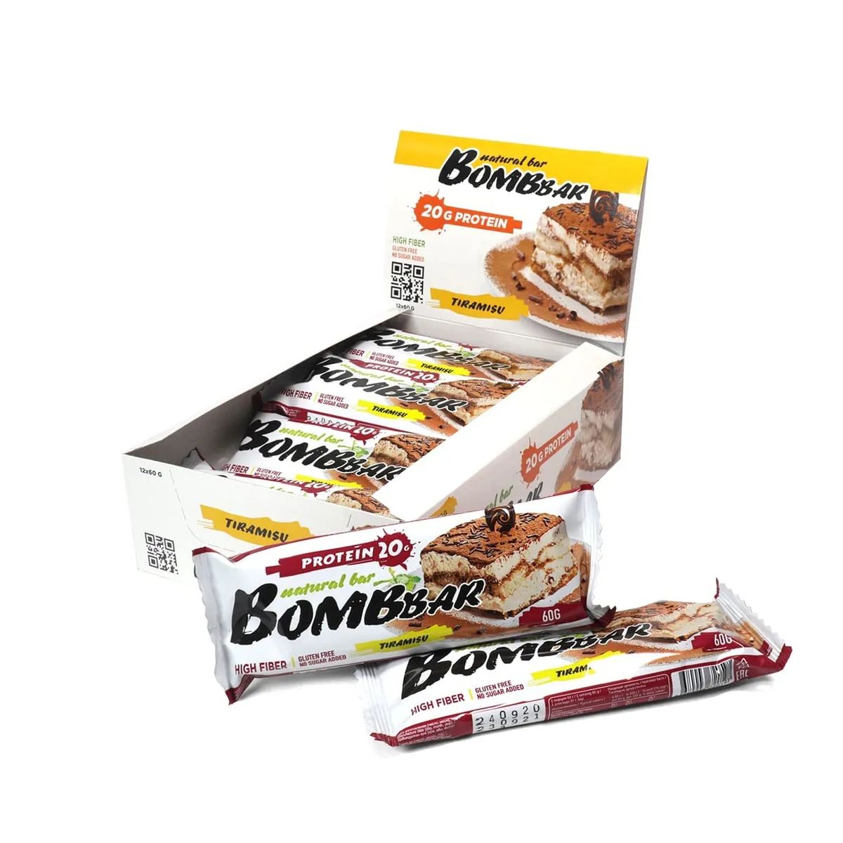 

Протеиновые батончики Bombbar без сахара, набор 30x60г (тирамису)