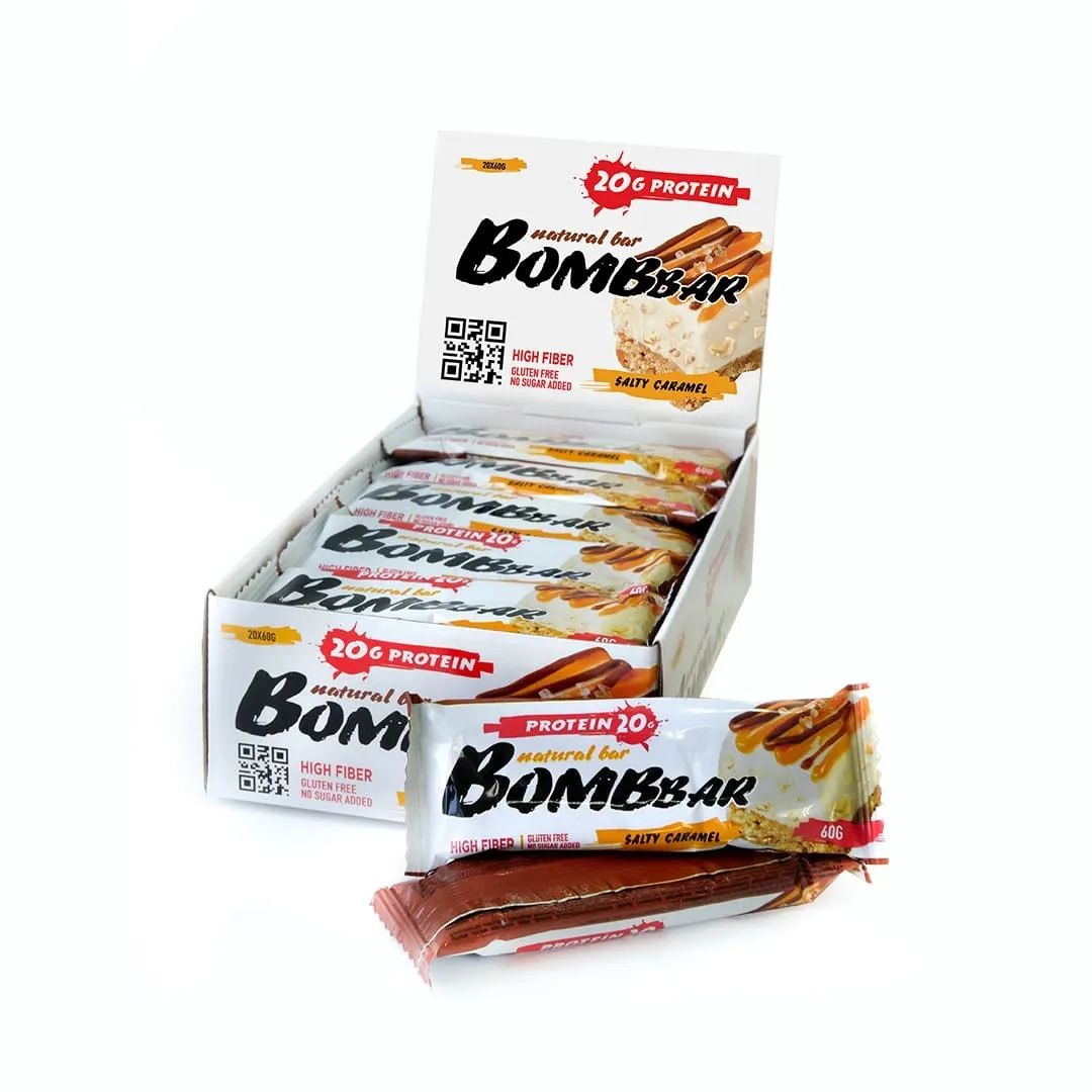 

Протеиновые батончики Bombbar без сахара, набор 30x60г (соленая карамель)