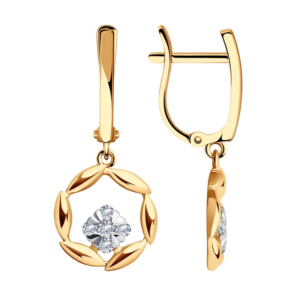 

Серьги подвески из красного золота Diamant 31-121-01308-1, фианит, 31-121-01308-1