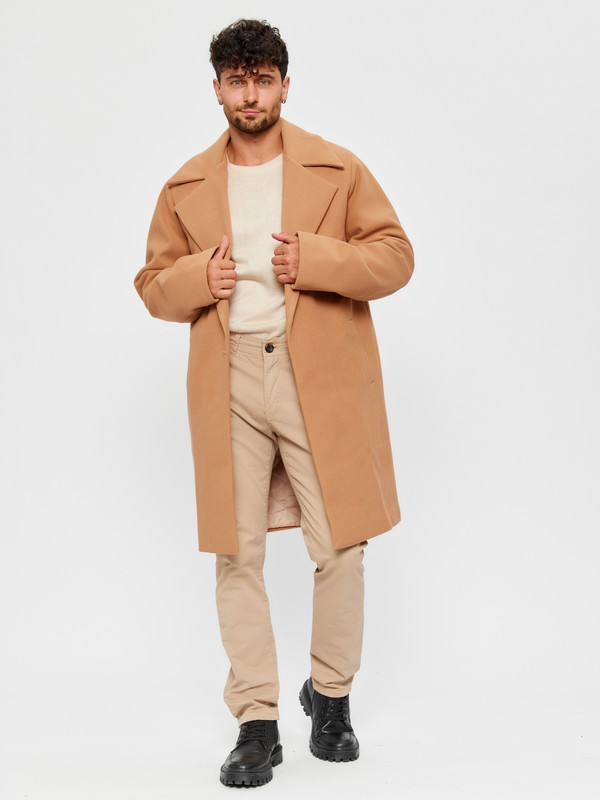 Пальто мужское LONDON FIX LF-CoatOversize бежевое 52 RU