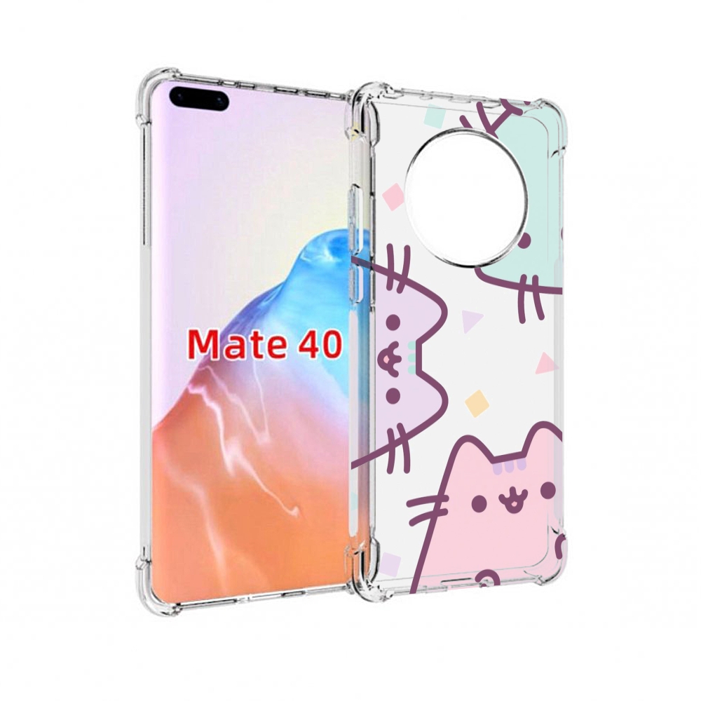 

Чехол MyPads Tocco для Huawei Mate 40 котики зеленый фиолетовый розовый женский, Прозрачный, Tocco