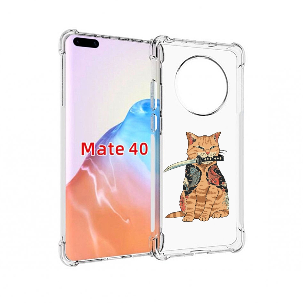 

Чехол MyPads Tocco для Huawei Mate 40 кот-с-катаной, Прозрачный, Tocco