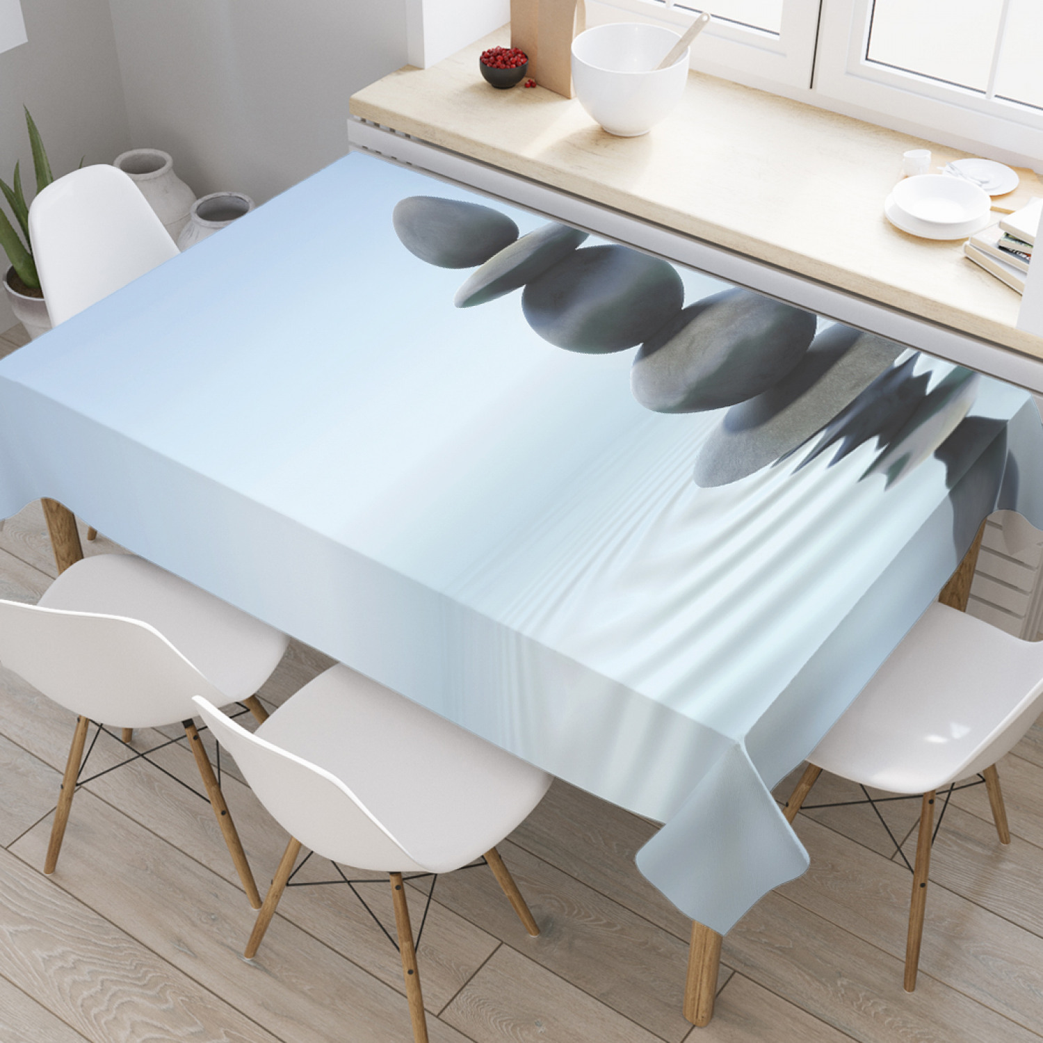 

Скатерть прямоугольная на кухонный стол JoyArty "Волны на воде" из оксфорда, 180x145 см, Голубой, Волны на воде