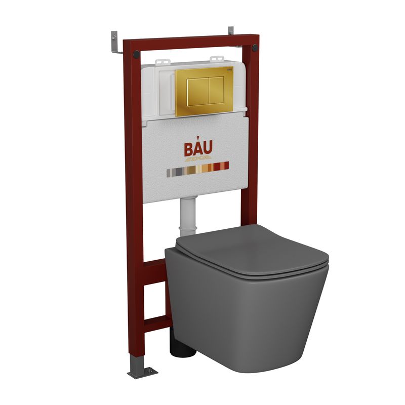 Комплект BAU 6 в 1: инсталляция BAU PRO,унитаз Bau Stil ,клавиша BAU Stil монтажная рама alcaplast