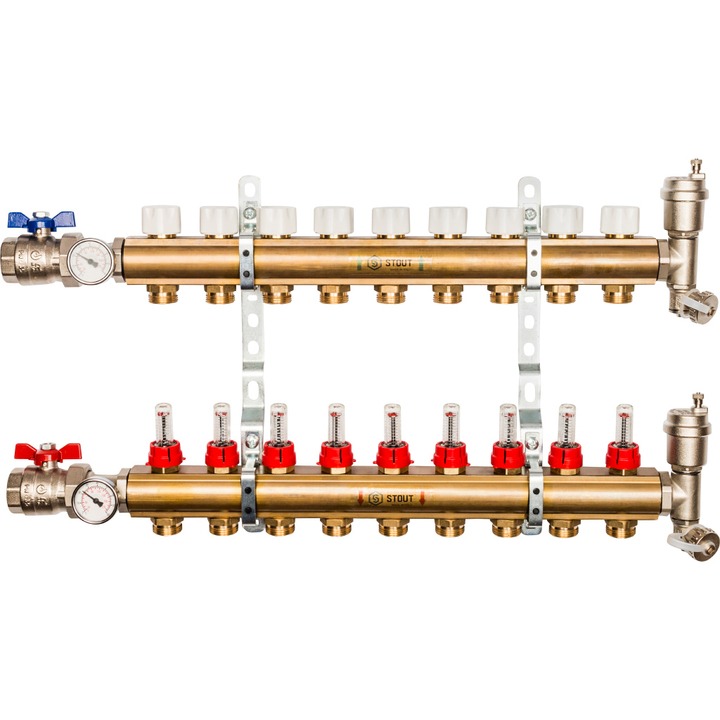 Распределительный коллектор Stout SMB с расходомерами на 9 контуров 1
