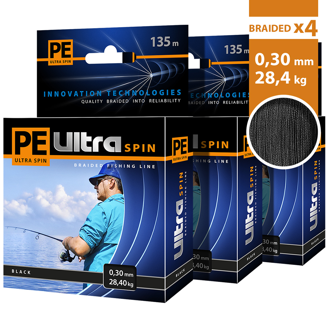 

Леска плетеная Aqua PE Ultra Spin 0,3 мм, 135 м, 28,4 кг, black, 3 шт., PE Ultra Spin