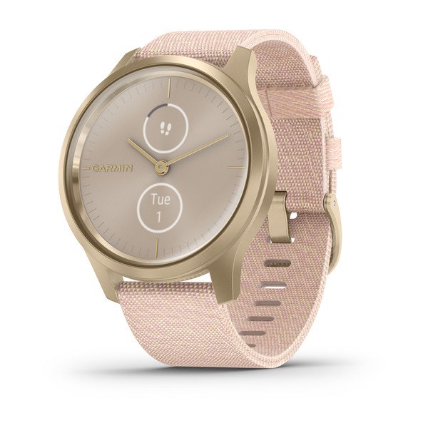 

Garmin vivomove Style светло-золотистый с плетеным нейлоновым розовым ремешком, vivomove Style светло-золотистый с плетеным нейлоновым розовым ремешком