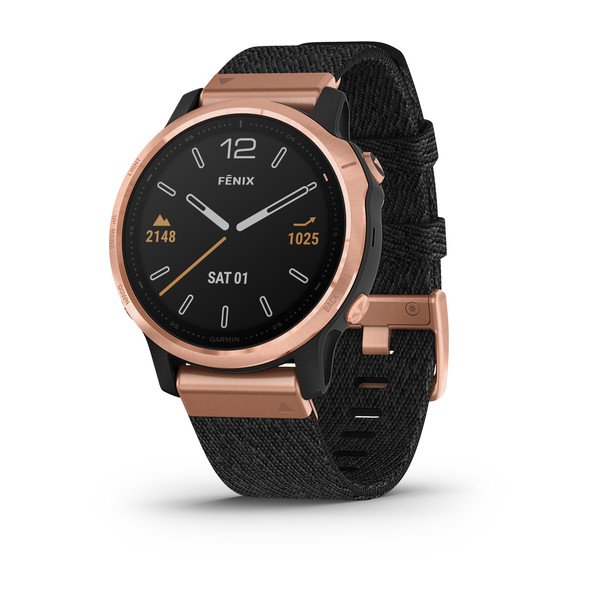 

Garmin Fenix 6s Sapphire розовое золото с черным нейлоновым ремешком, Fenix 6s Sapphire розовое золото с черным нейлоновым ремешком