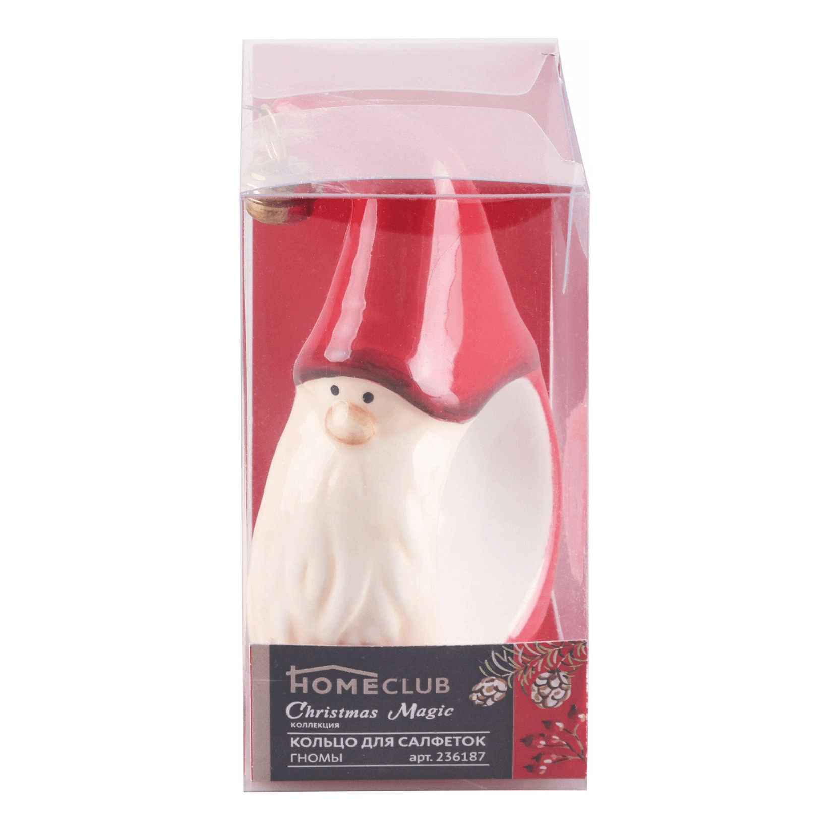 

Кольцо для салфеток Homeclub Гномы керамика, Красный