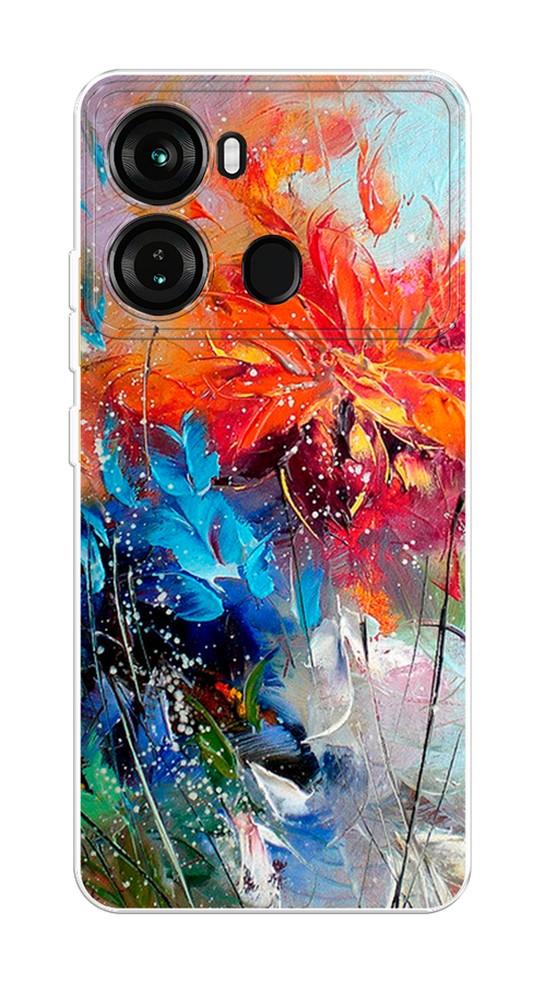 

Чехол на Itel P40 "Абстрактные цветы", Оранжевый;синий, 3201350-1