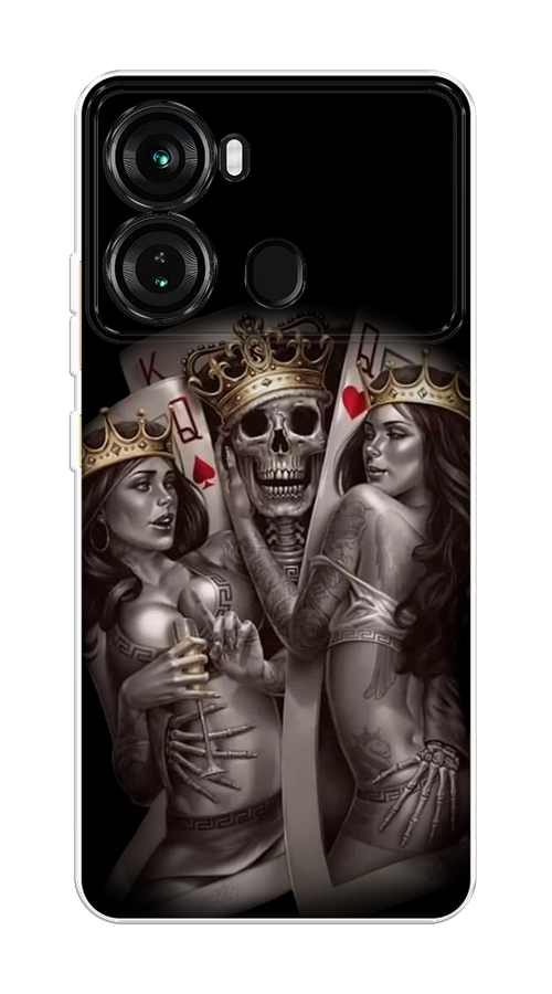 

Чехол на Itel P40 "Карты король и королевы", Серый;желтый, 3201350-1