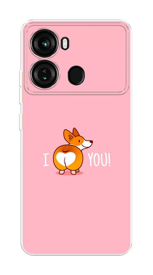 

Чехол на Itel P40 "Корги I love you", Розовый;коричневый;белый, 3201350-1