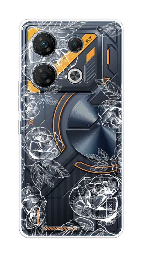 

Чехол на Infinix GT 10 Pro "Розы графика", Черный;серый, 3104850-1