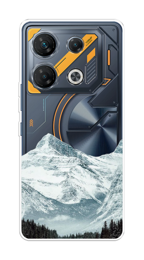

Чехол на Infinix GT 10 Pro "Горы арт 1", Белый;зеленый, 3104850-1