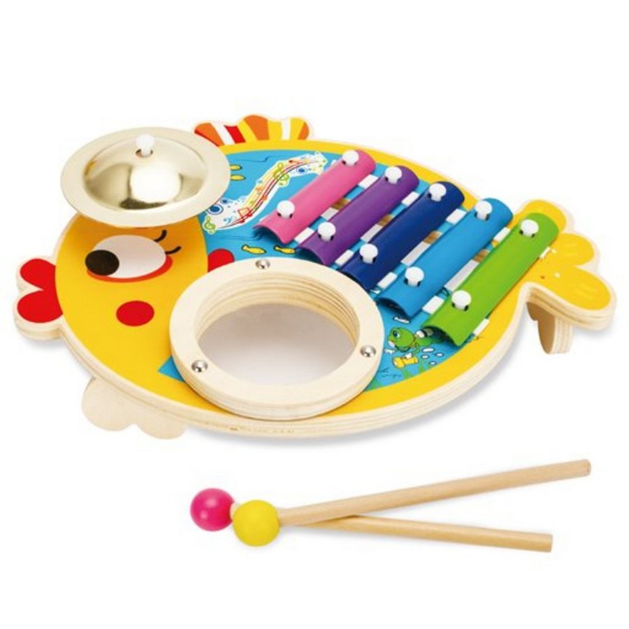 фото Игровой набор mapacha рыбка 3 в 1: ксилофон, барабан, тарелка 76810
