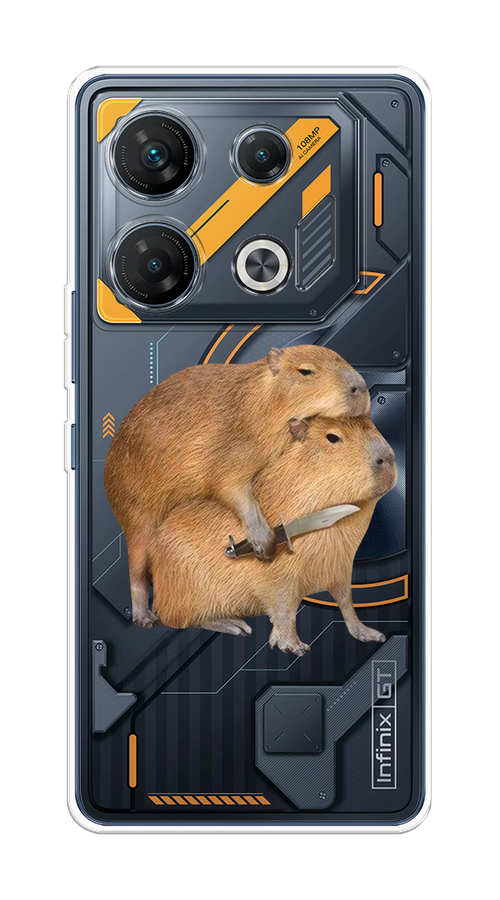

Чехол на Infinix GT 10 Pro "Капибара с ножом", Бежевый, 3104850-1