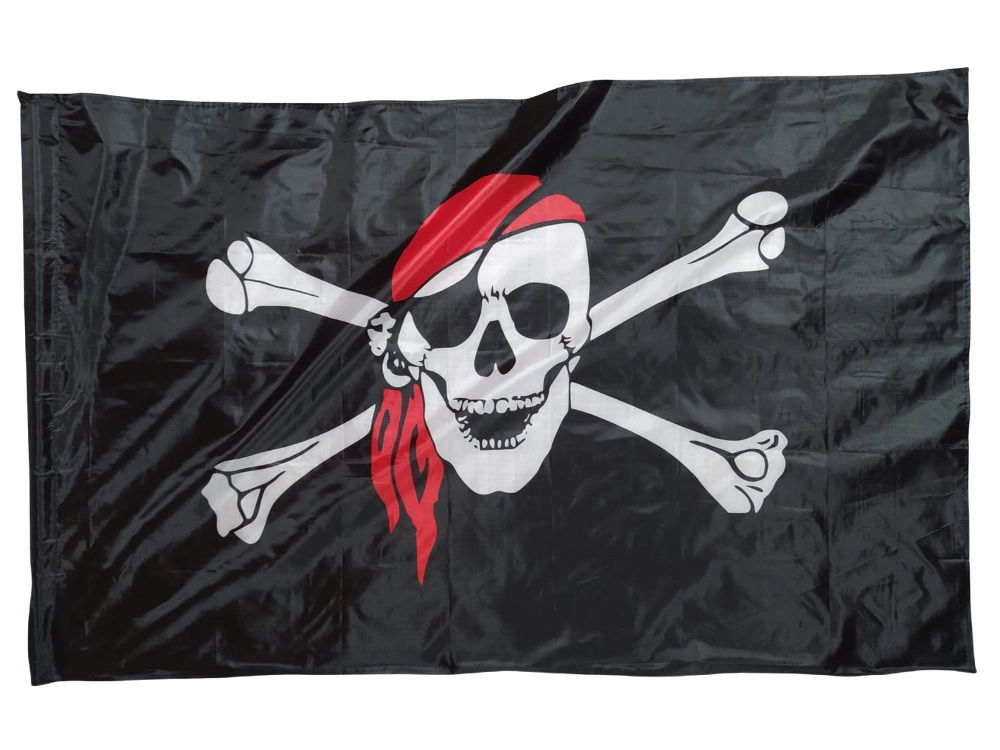 Флаг Пиратский Веселый Роджер 145Х90см НАШФЛАГ Большой Двухсторонний Уличный