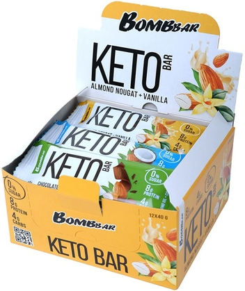 Батончик Keto Bar, 20шт по 40г (Миндальная нуга и ваниль)