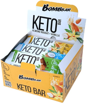 

Батончик Keto Bar, 10шт по 40г (Миндальная нуга и ваниль)