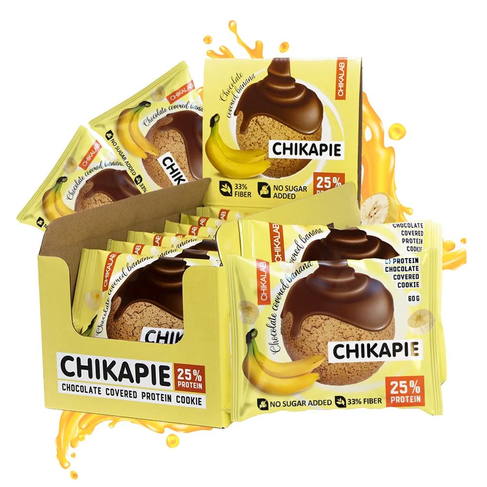 

Протеиновое печенье Chikalab Chikapie банан в шоколаде, 18 шт по 60 г