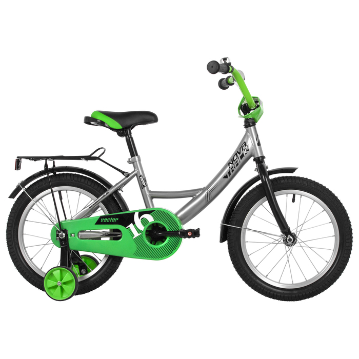 

Велосипед Novatrack 16" Vector серебристый, тормоз нож, крылья, багажник, полная защ.цепи