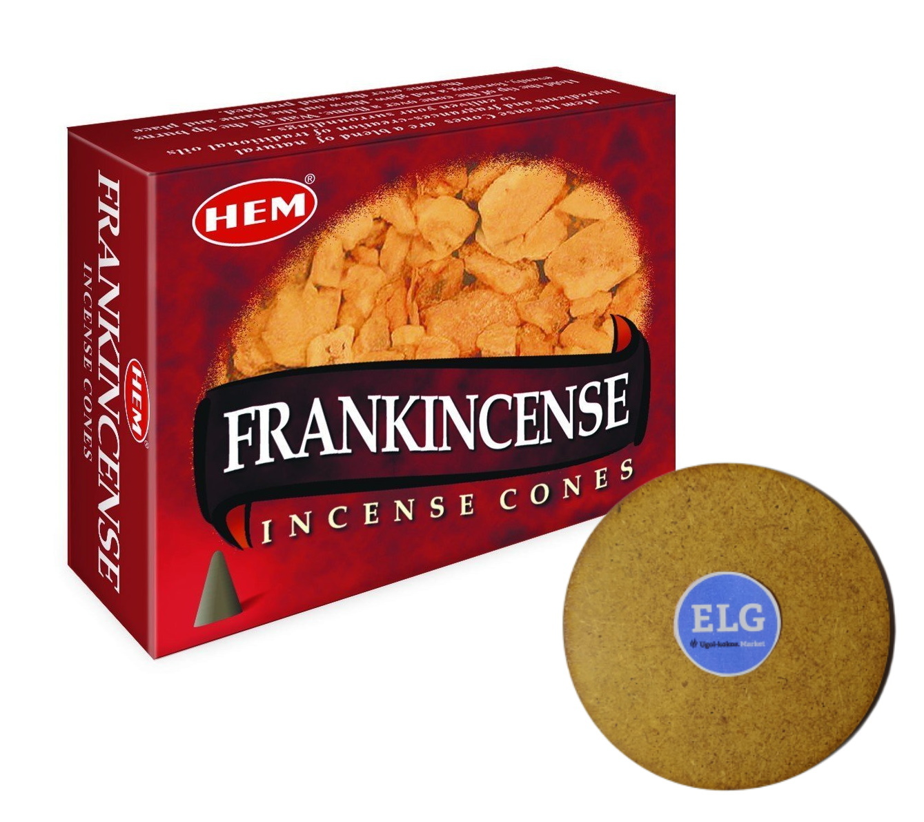 фото Благовония hem конусы ладан (frankincense) упаковка 10 конусов + подставка elg