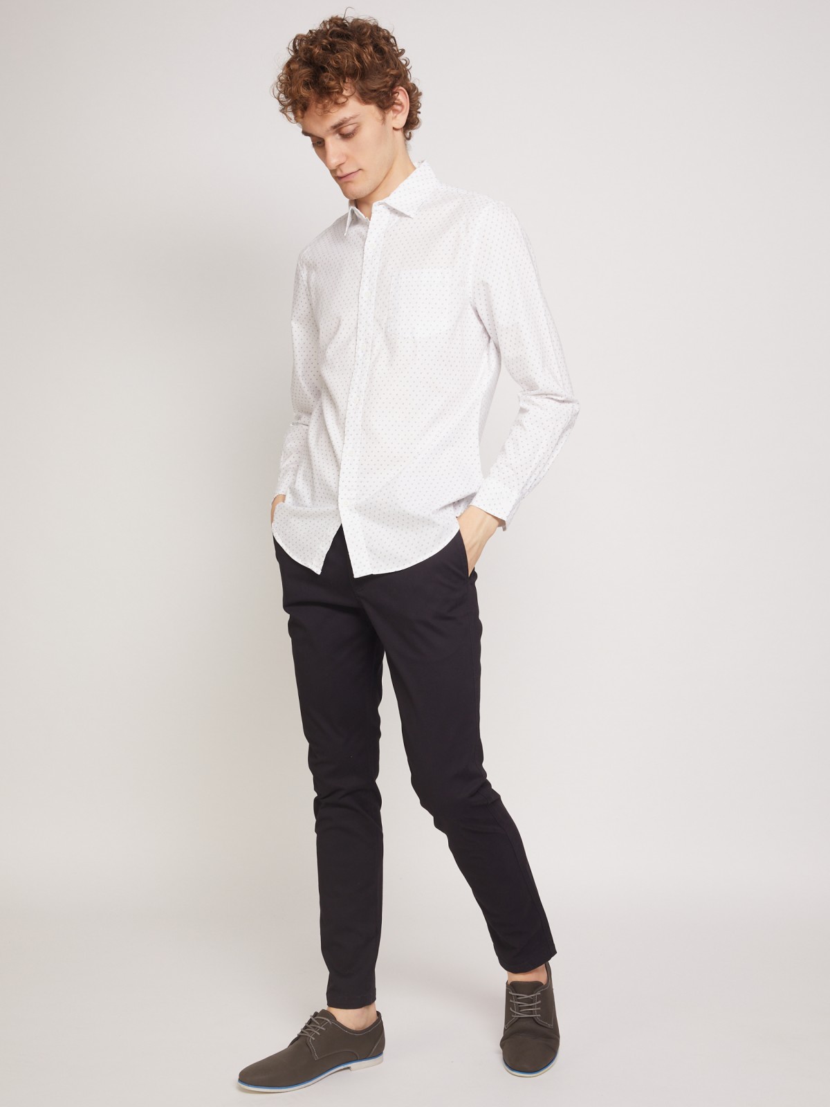 фото Рубашка с длинными рукавами zolla, цвет белый, размер l
