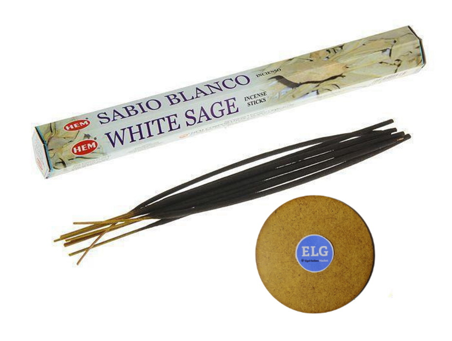 фото Благовония hem белый шалфей (white sage) + подставка elg