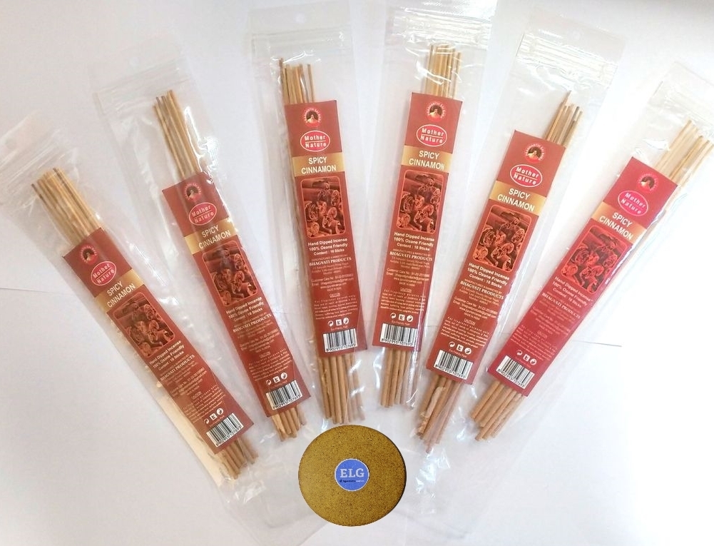 фото Благовония hem пряная корица (spicy cinnamon) 6 упаковок по 10 шт) + круглая подставка elg