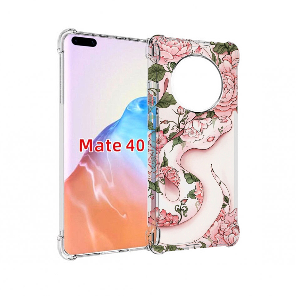 

Чехол MyPads Tocco для Huawei Mate 40 змея-в-розовых-цветах женский, Прозрачный, Tocco