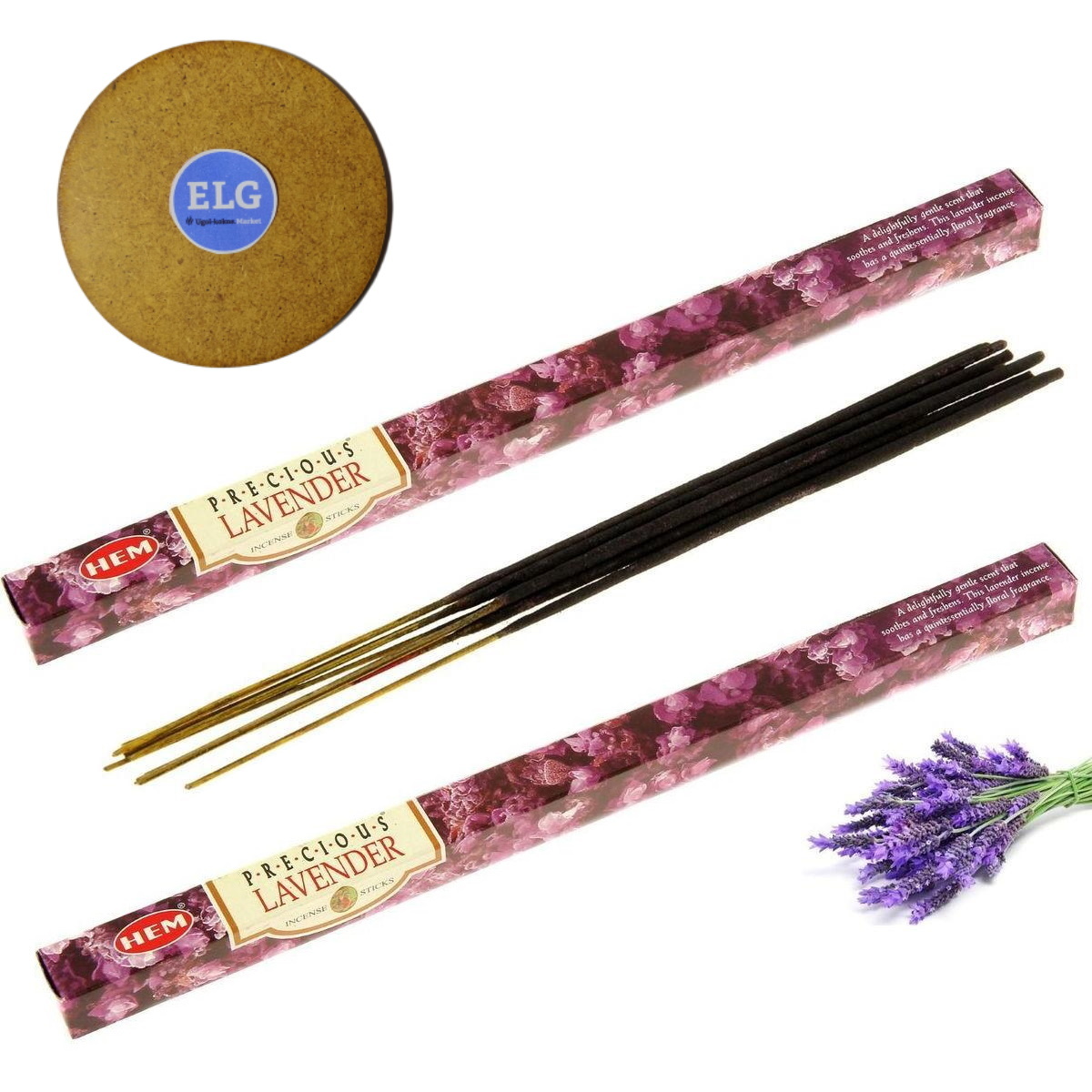 фото Благовония hem набор 2 штуки "драгоценная лаванда" (precious lavender) + подставка elg