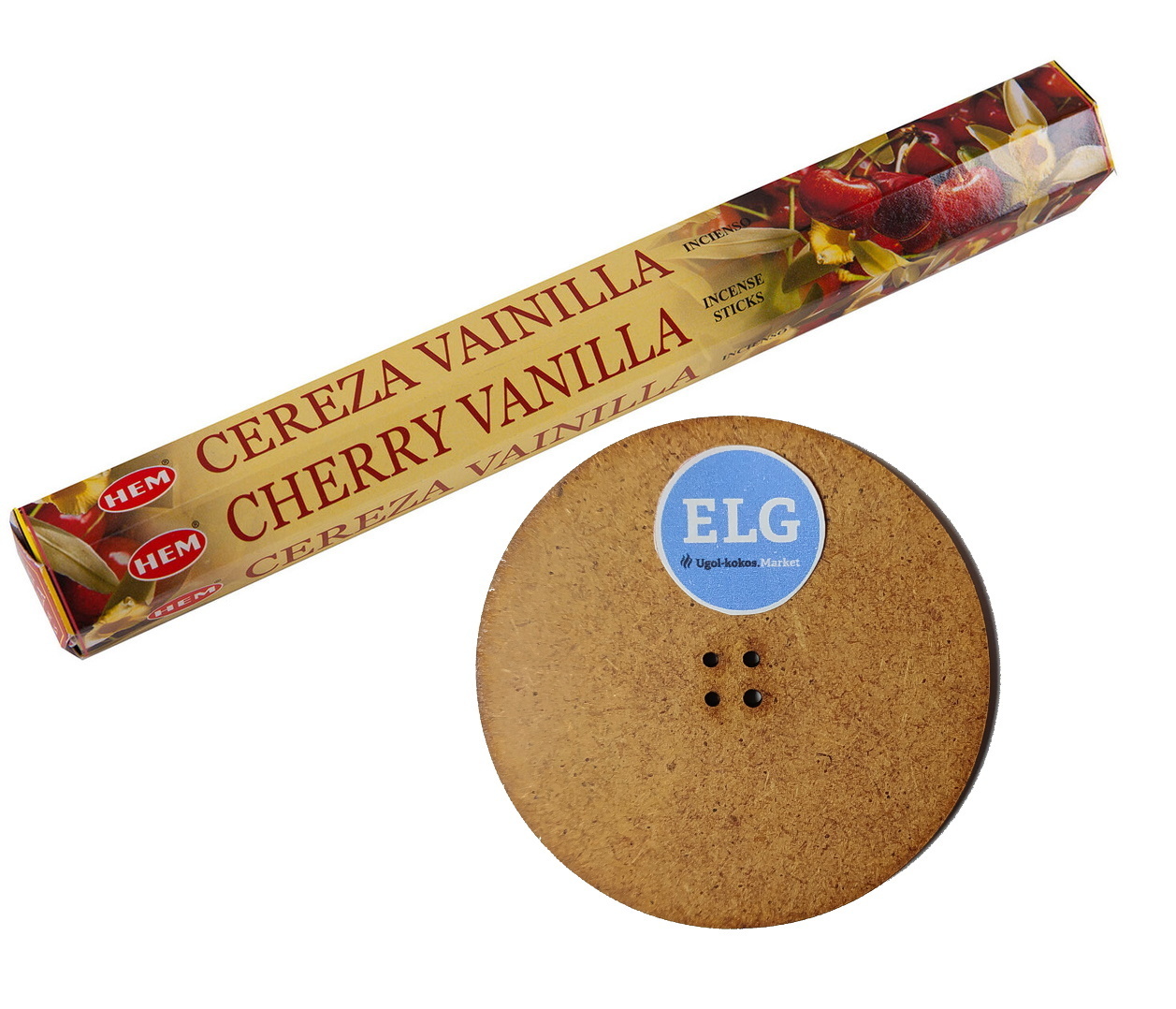 фото Благовония hem ваниль-вишня (cherry-vanilla) + подставка elg