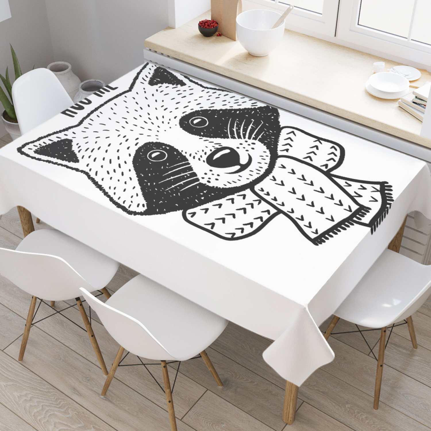 

Скатерть прямоугольная на кухонный стол JoyArty "Обними мишку" из оксфорда, 180x145 см, Белый, Обними мишку